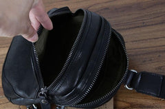 Genuine Leather Mens Cool Chest Bag Sling Bag Crossbody Bag Travel Bag Hiking Bag for men
