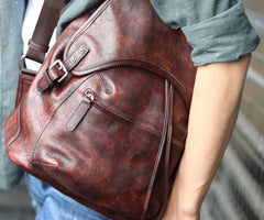 Coffee Leather Mens Backpack Travel Backpack Laptop Backpacks for men