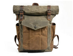 Waxed Canvas Mens Backpack Canvas Travel Backpacks Canvas School Backpack for Men