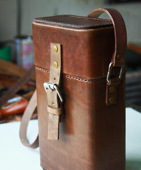 Handmade Brown Leather Mens Small Box Bag Shoulder Bag Messenger Bag f