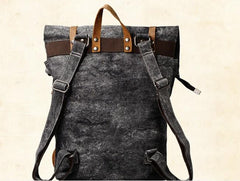 Cool Canvas Leather Gray Travel Bag Mens Backpack Canvas Canvas School Bag for Men - imessengerbags