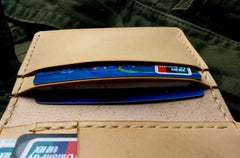 Brown Leather Mens Slim Front Pocket Bifold Small Wallets Card Wallet for Men - imessengerbags