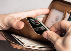 Vintage Leather Mens Small Wallet Zipper Small Wallet for Men - imessengerbags
