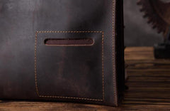 Genuine Leather Mens Cool Messenger Bag Clutch Wristlet Bag Work Bag Business Bag for men