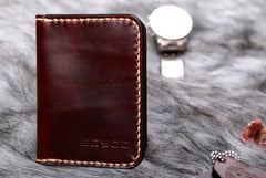 Leather Mens Slim Front Pocket Bifold Small Wallets Card Wallet for Men - imessengerbags