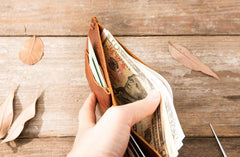 Handmade Leather Mens Small Wallets Bifold Vintage Slim billfold Wallet for Men - imessengerbags