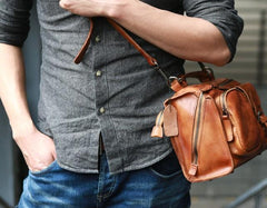 Vintage Brown Leather Mens Messenger Bag Handbag Shoulder Bag for men - imessengerbags