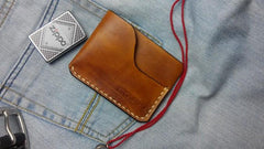 Brown Leather Mens Slim Front Pocket Wallets Leather Cards Wallet for Men - imessengerbags