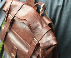 Cool Leather Mens Backpack Travel Backpacks Vintage Laptop Backpack for men