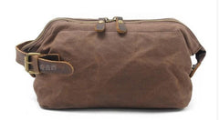 Cool Canvas Leather Mens Zipper Wristlet Bag Vintage Clutch Zipper Bag for Men
