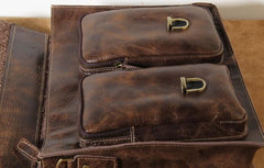 Genuine Leather Mens Cool Messenger Bag Briefcase Work Bag Laptop Bag for men