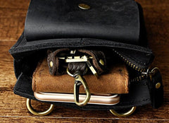 Mens Leather Small Belt Pouch Side Bag Waist Pouch COURIER BAG Holster Belt Case for Men - imessengerbags
