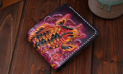 Handmade Leather Carp Mens billfold Wallet Cool Leather Wallet Slim Wallet for Men - imessengerbags