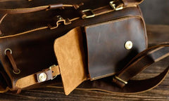 Handmade Leather Mens Cool Backpack Sling Bag Large Travel Bag Hiking Bag for men