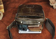 Small Leather Mens SIDE BAG COURIER BAG Messenger Bag Shoulder Bag for Men