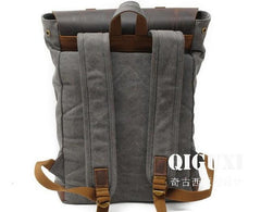 Cool Canvas Leather Mens School Backpack Laptop Backpack Canvas Travel Backpack Canvas for Men - imessengerbags