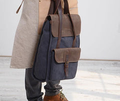 Cool Canvas Gray Mens Handbag Canvas Backpack Canvas Travel Bag for Men