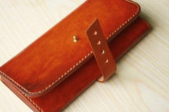 Handmade Leather Mens Long Wallet Vintage Cool Long Wallet for Men