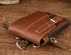 Mens Leather Small Side Bag COURIER BAGs Waist Pouch Holster Belt Case Belt Pouch for Men - imessengerbags