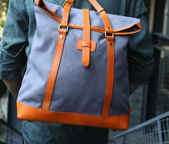 Canvas Leather Mens Backpack Travel Backpacks Laptop Backpack for men - imessengerbags