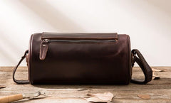 Cool Leather Mens Barrel Shoulder Bag Coffee Messenger Bags for Men - imessengerbags