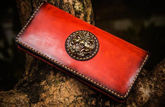 Handmade Leather Men Tooled Cool Leather Wallet Long Phone Wallets for Men - imessengerbags