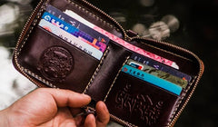 Handmade Leather Tooled Eagle Mens billfold Wallet Cool Leather Wallet Slim Wallet for Men - imessengerbags