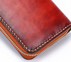 Handmade Leather Mens Chain Biker Wallet Cool Leather Wallet Long Phone Wallets for Men
