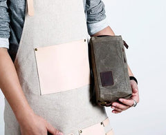 Large Canvas Green Mens Clutch Bag Zipper Wristlet Bag Phone Purse for Men