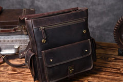 Handmade Leather Mens Cool Backpack Messenger Bag Briefcase Work Bag Business Bag for men - imessengerbags