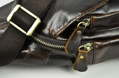 Vintage Leather Mens Sling Bag One Shoulder Backpack Chest Bag Sling Backpack for men - imessengerbags