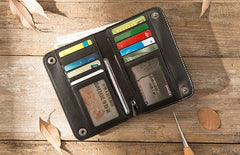 Cool Black Wristlet Wallet Leather Mens Long Wallet Long Wallet for Men - imessengerbags