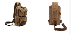 Cool Waxed Canvas Leather Mens Chest Bag Sling Bag One Shoulder Packs for men
