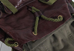 Genuine Leather Mens Cool Backpack Sling Bag Large Black Travel Bag Hiking Bag for men