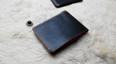 Black Leather Mens Bifold Small Wallet Leather Small Wallets for Men - imessengerbags