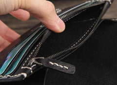 Handmade Genuine Leather Mens Cool Long Leather Wallet Bifold Clutch Wallet for Men - imessengerbags