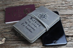 Handmade Leather Mens Cool Short Wallet Passport Card Holder Small Card Slim Wallets for Men - imessengerbags