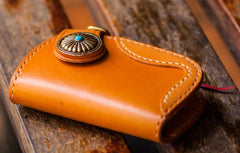 Handmade Leather Biker Mens Cool Car Key Wallet Coin Wallet Pouch Car KeyChain for Men - imessengerbags