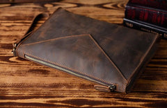 Handmade Leather Mens Clutch Cool Slim BagZipper Clutch Wristlet Wallet for Men - imessengerbags