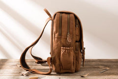 Cool Brown Mens Leather Backpacks Travel Backpacks Laptop Backpack for men - imessengerbags