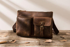 Vintage Leather Mens Cool Messenger Bag Shoulder Bags  for Men