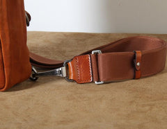 Genuine Leather Mens Cool Chest Bag Sling Bag Crossbody Bag Travel Bag Hiking Bag for men