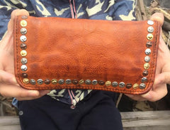 Genuine Leather Mens Cool Long Leather Wallet Biker Wallet Zipper Clutch Wallet for Men - imessengerbags