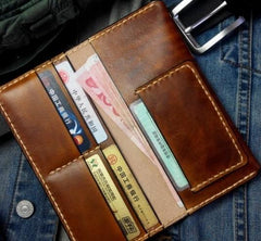Vintage Brown Leather Bifold Mens Long Wallet Leather Long Wallets for Men - imessengerbags