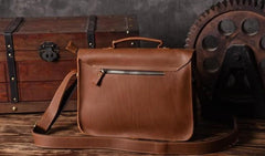 Handmade Leather Mens Cool Messenger Bag Briefcase Work Bag Business Bag for men