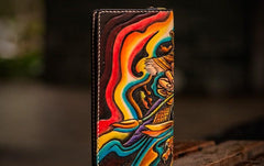 Handmade Leather Men Tooled Monkey King Cool Leather Wallet Long Phone Clutch Wallets for Men - imessengerbags