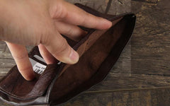 Handmade Genuine Leather Mens Cool Slim Leather Wallet Men Small Wallets Bifold for Men - imessengerbags