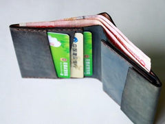 Handmade Vintage Leather Mens Small Bifold Wallet Cool billfold Wallet for Men - imessengerbags