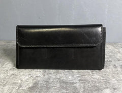 Handmade Leather Mens Cool Wallet Long Leather Wallet Clutch Wristlet Wallet for Men Women - imessengerbags