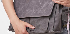 Mens Canvas Gray Cool Side Bag Messenger Bag Canvas Shoulder Bag for Men